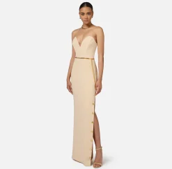 Abito red carpet in crêpe con scollo bustier