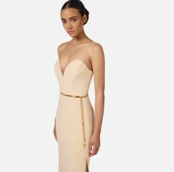 Abito red carpet in crêpe con scollo bustier