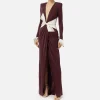 Abito red carpet in jersey drappeggiato con fusciacca