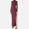 Abito red carpet in jersey con zip sul fianco