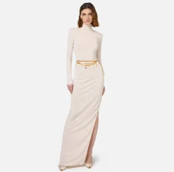 Abito red carpet in jersey con zip sul fianco