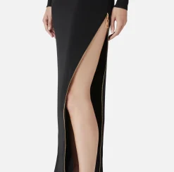 Abito red carpet in jersey con zip sul fianco