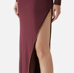 Abito red carpet in jersey con zip sul fianco