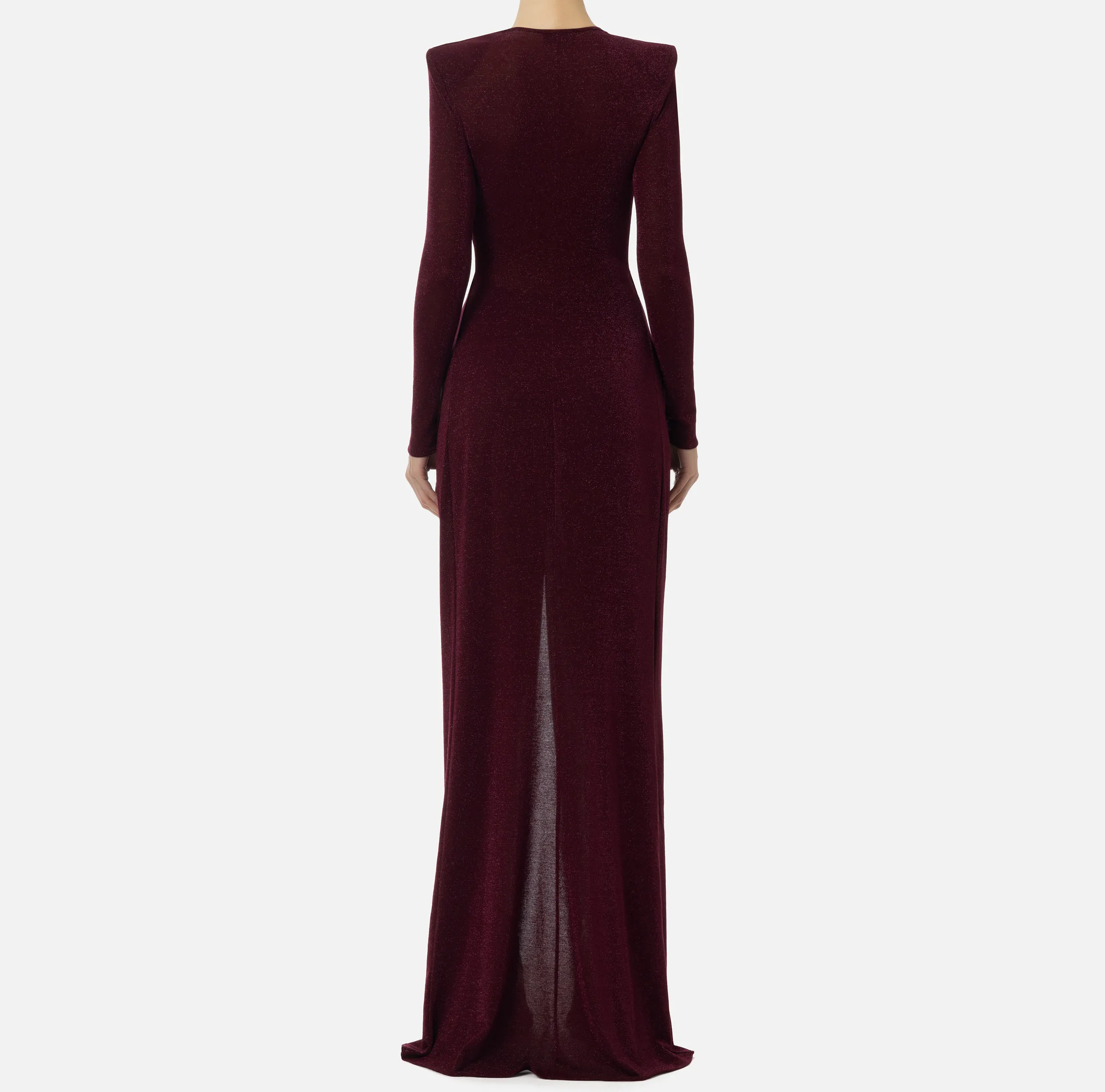 Abito red carpet in jersey lurex con nodo e accessorio logo