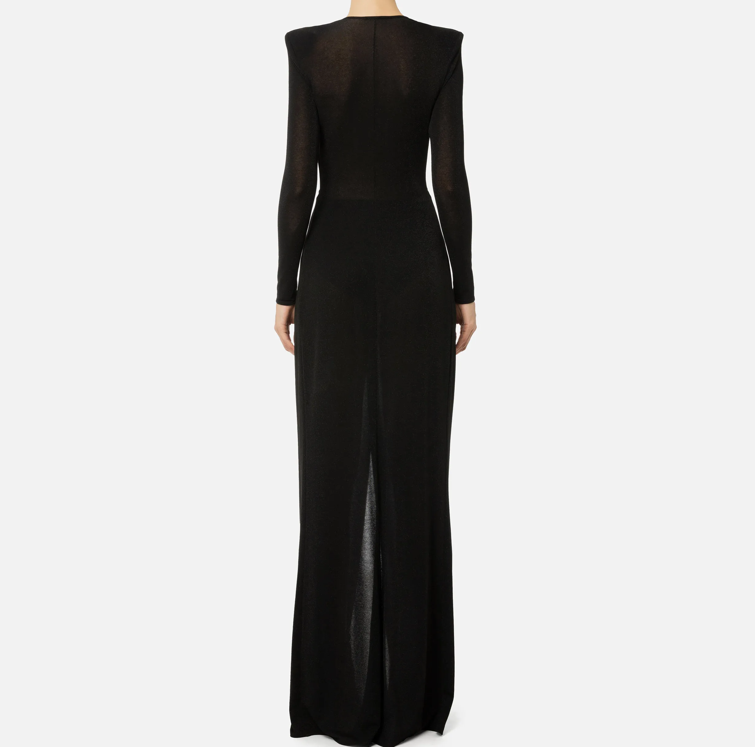 Abito red carpet in jersey lurex con nodo e accessorio logo