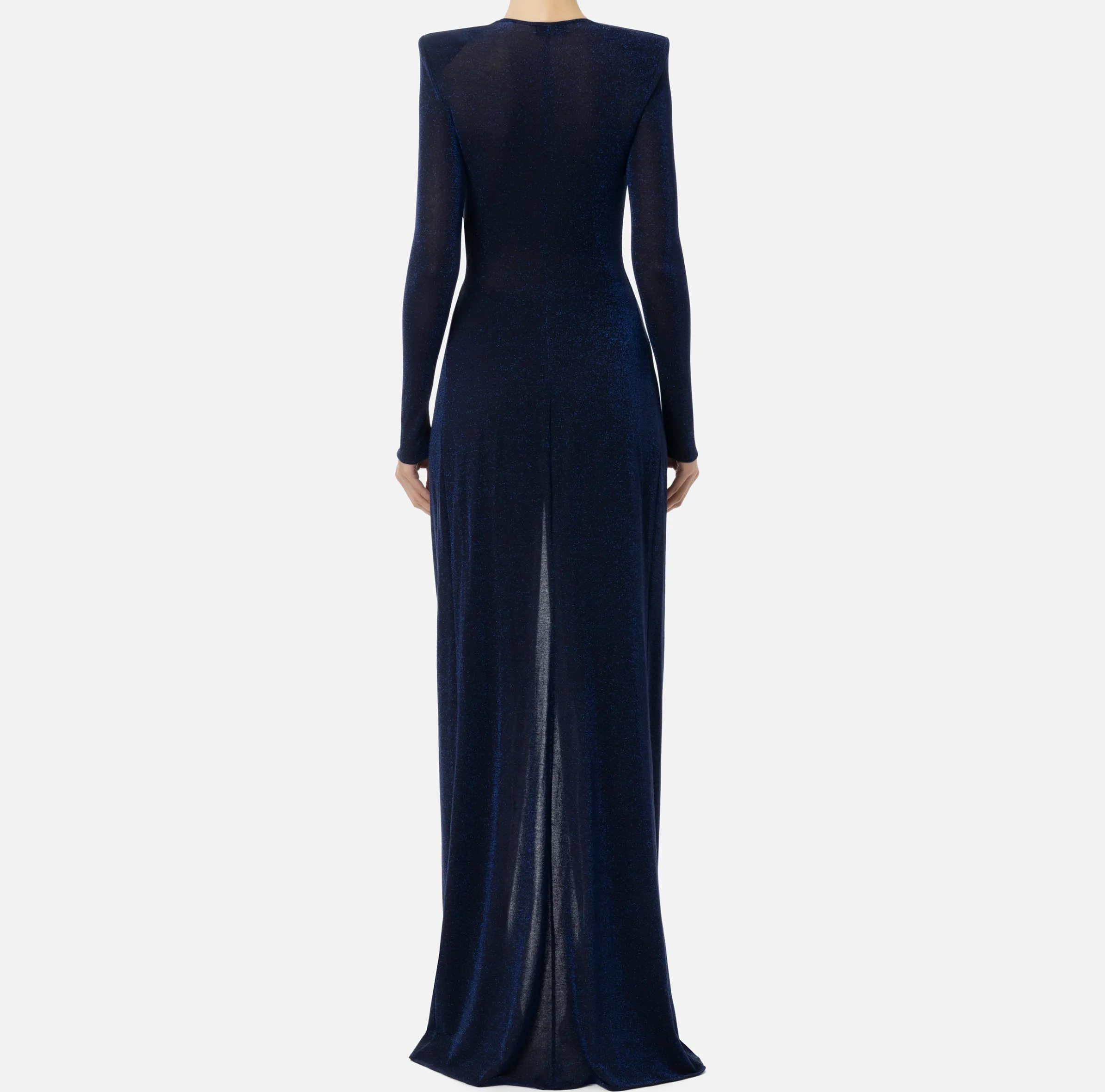 Abito red carpet in jersey lurex con nodo e accessorio logo