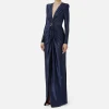 Abito red carpet in lycra con nodo e accessorio logo