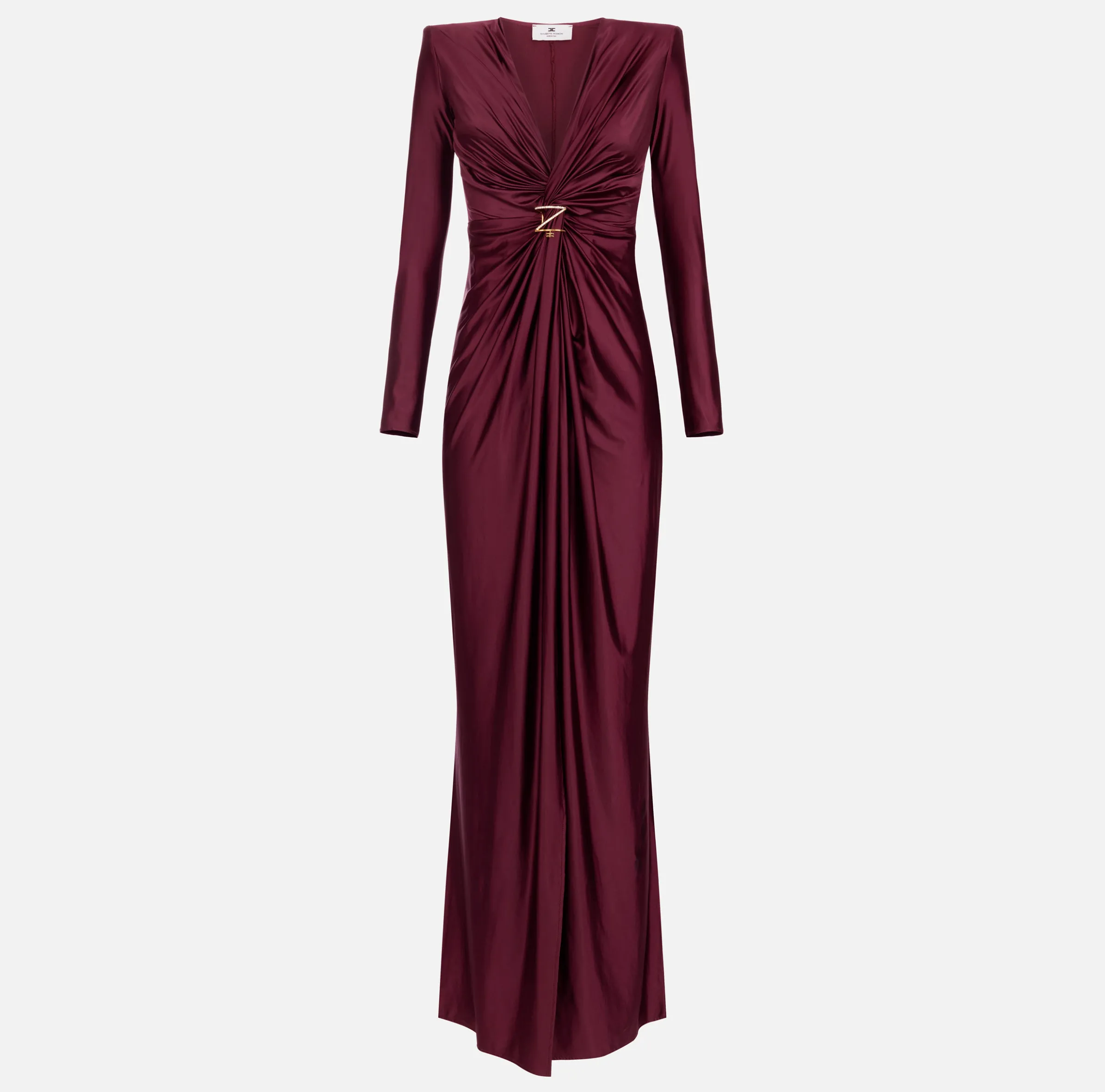 Abito red carpet in lycra con nodo e accessorio logo
