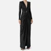 Abito red carpet in lycra con nodo e accessorio logo