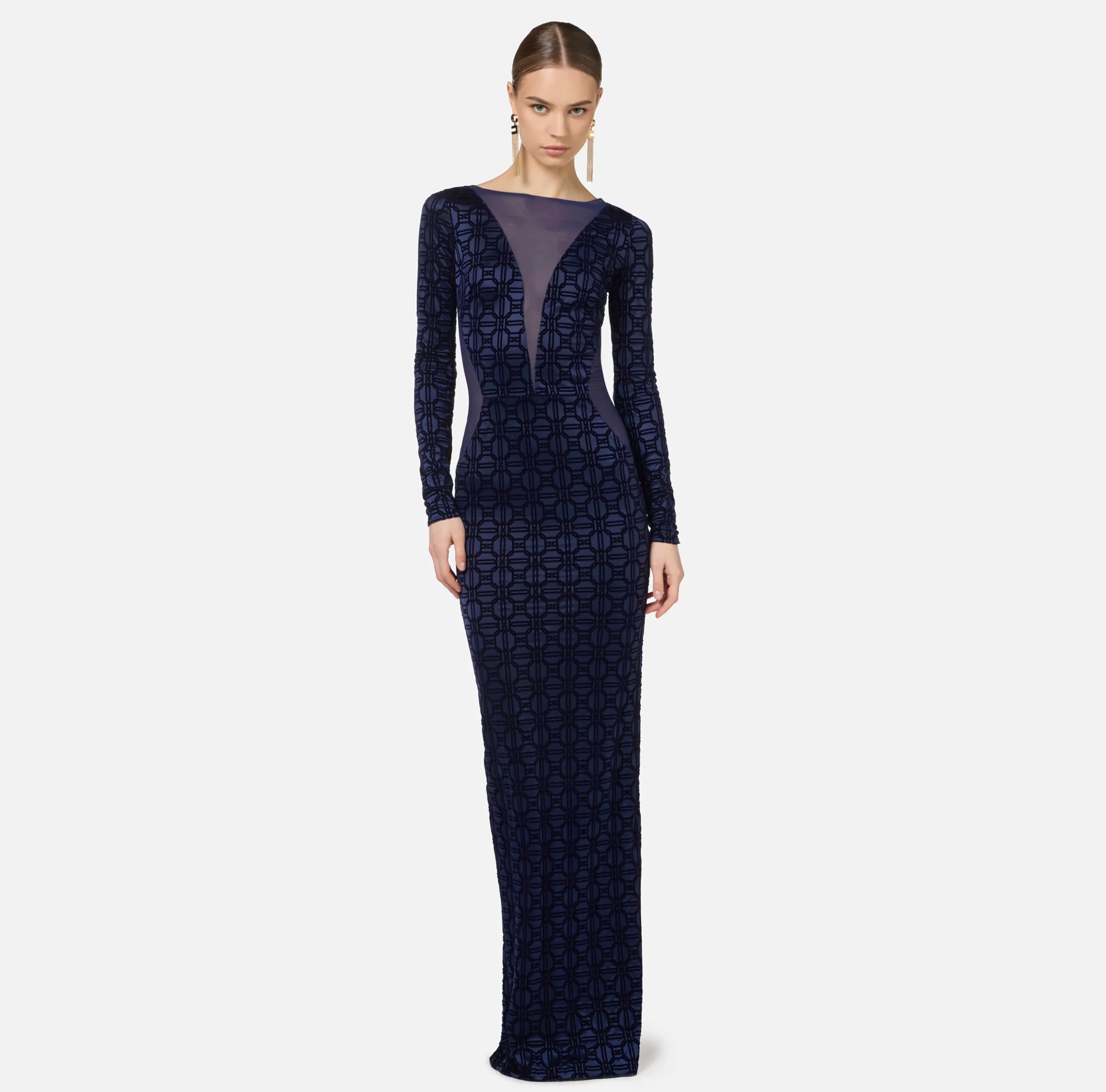 Abito red carpet in lycra flock e tulle