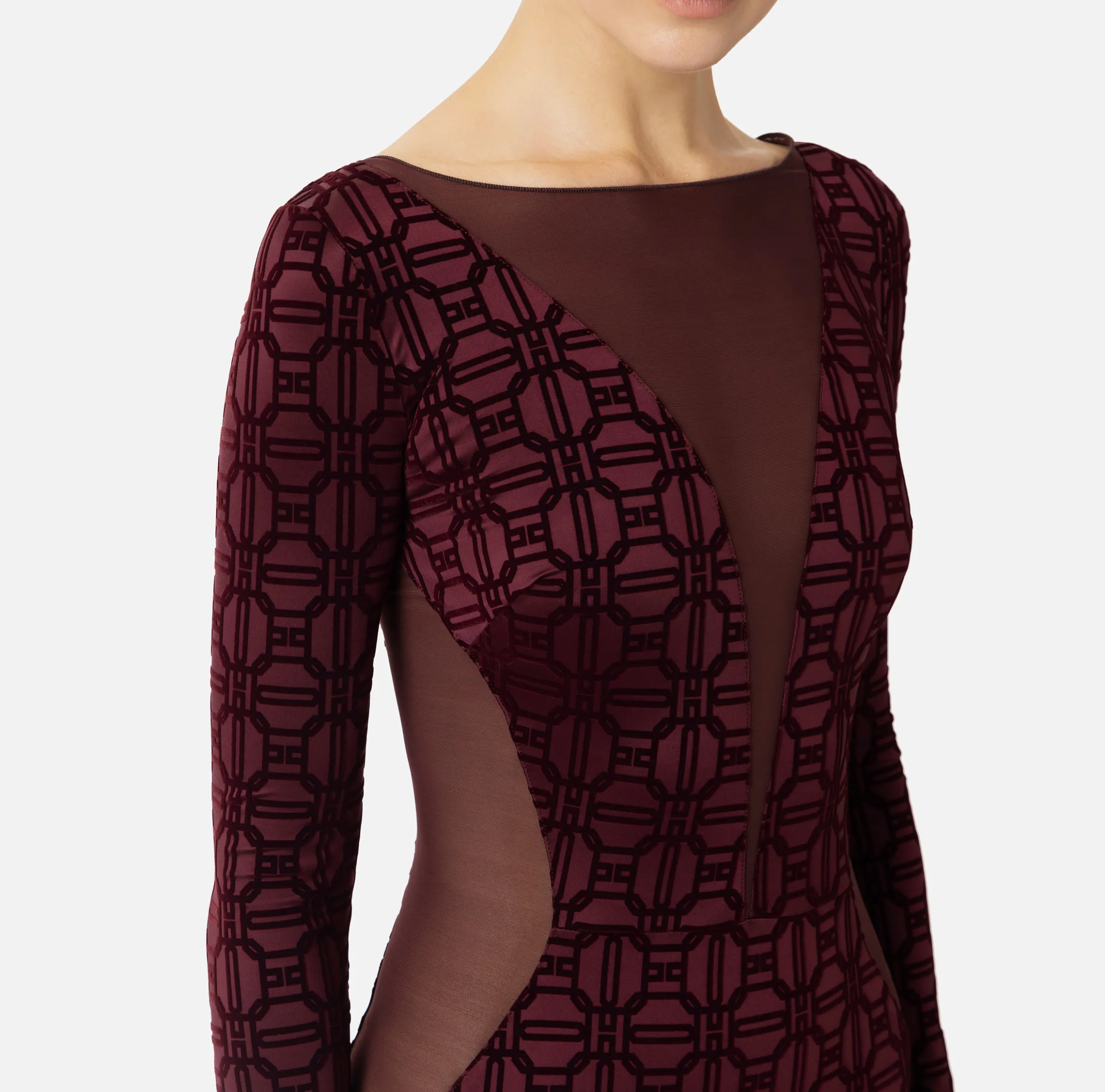 Abito red carpet in lycra flock e tulle