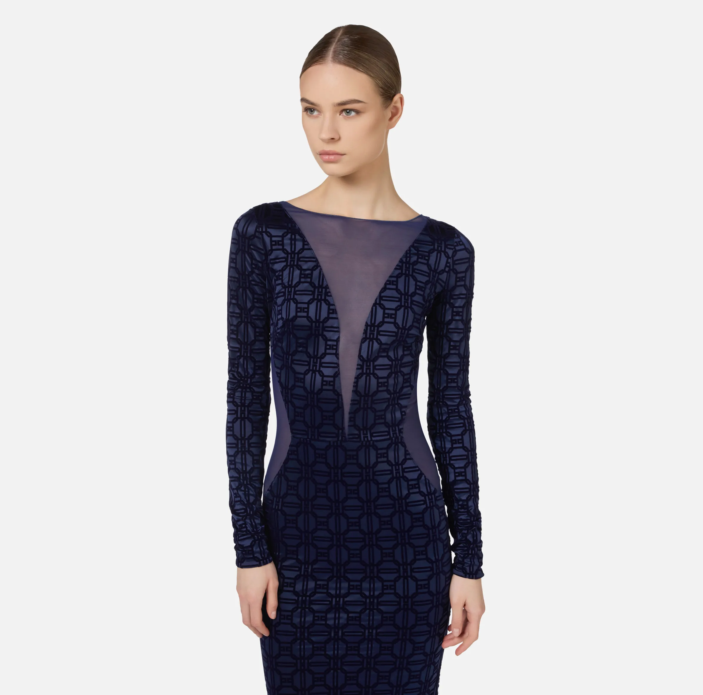 Abito red carpet in lycra flock e tulle