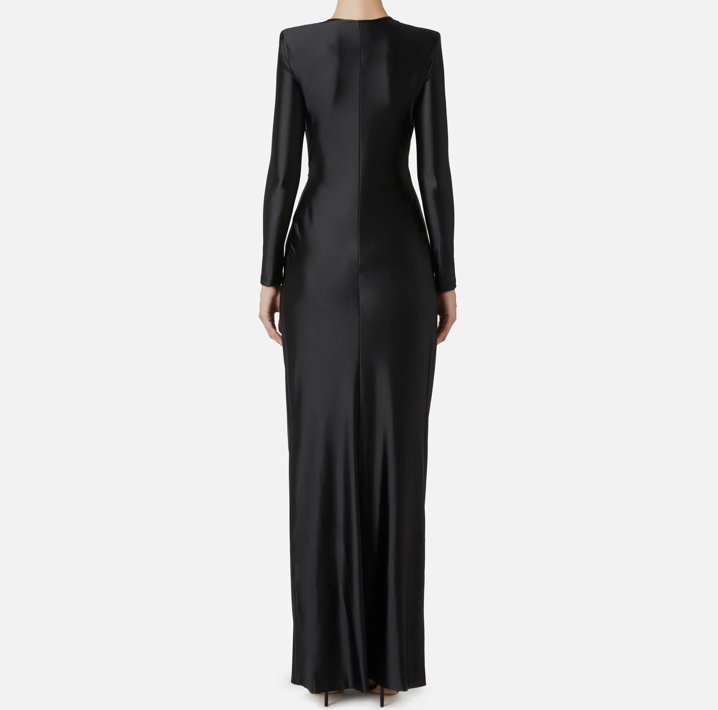Abito red carpet in lycra con nodo e accessorio logo