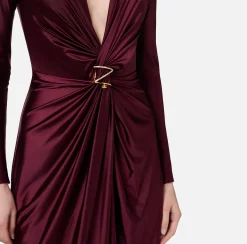 Abito red carpet in lycra con nodo e accessorio logo