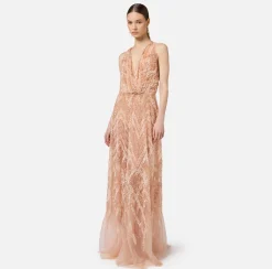 Abito red carpet in tulle con ricamo paillettes chevron