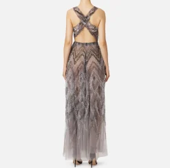 Abito red carpet in tulle con ricamo paillettes chevron