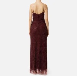 Abito red carpet in tulle ricamato con paillettes disegno losanga