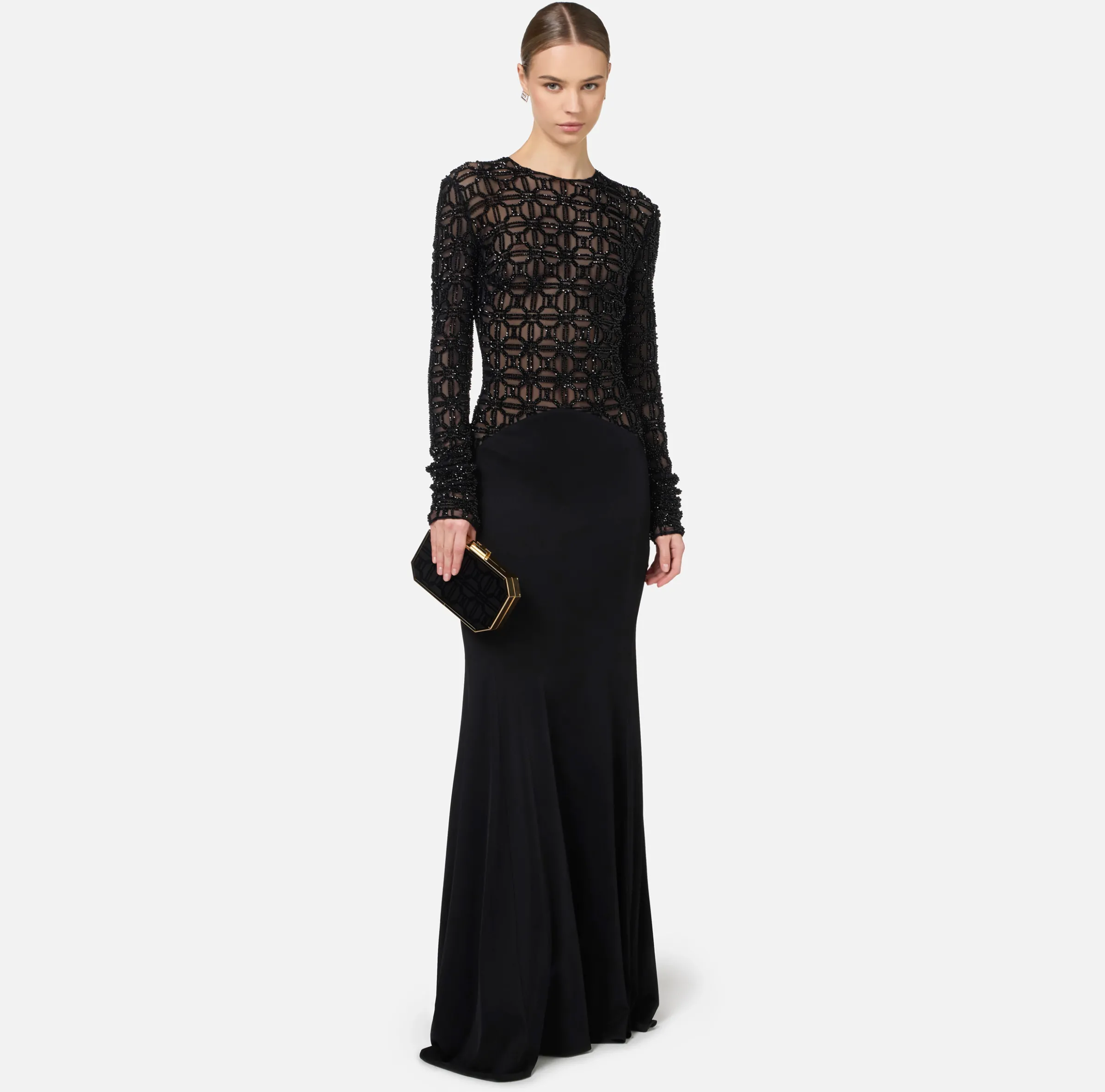 Abito red carpet in tulle flock ricamato