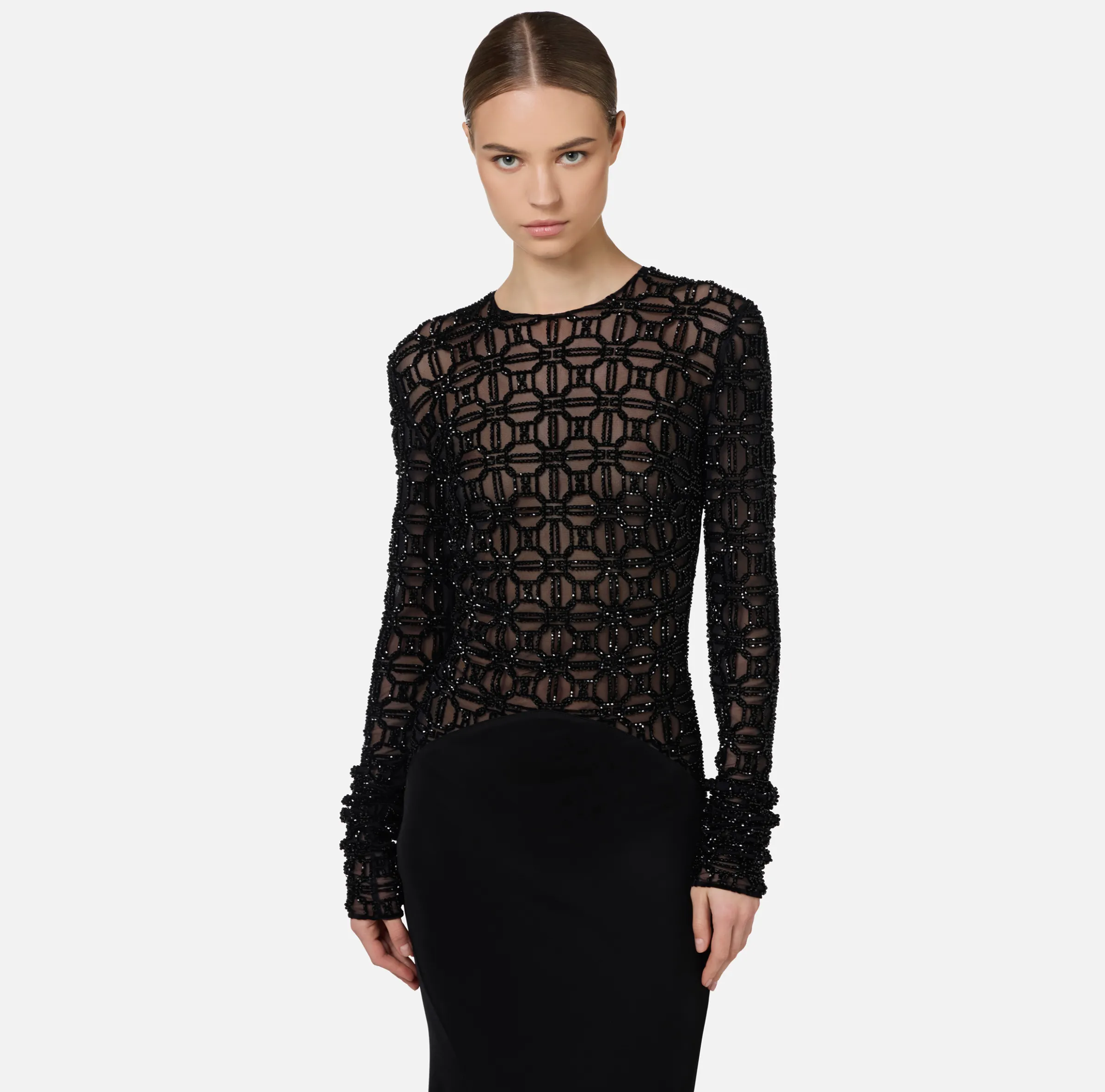 Abito red carpet in tulle flock ricamato