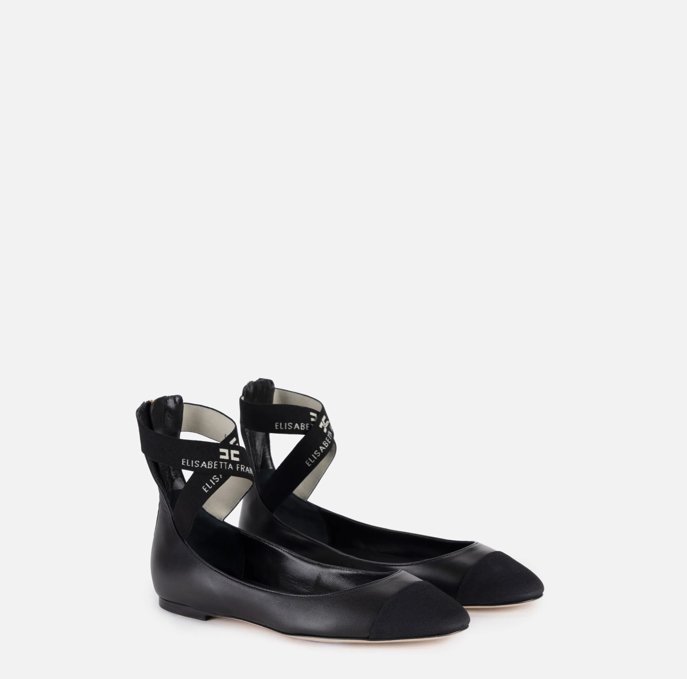 Ballerina in nappa con elastici jacquard