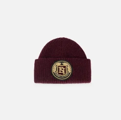 Beanie in lana con patch logo