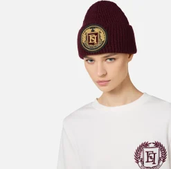 Beanie in lana con patch logo