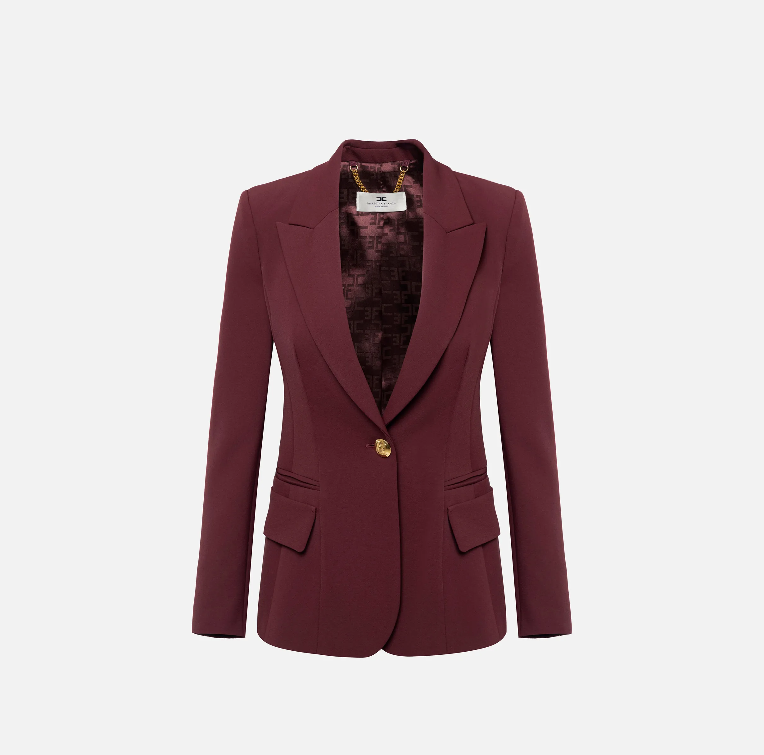 Blazer in crêpe con revers a lancia