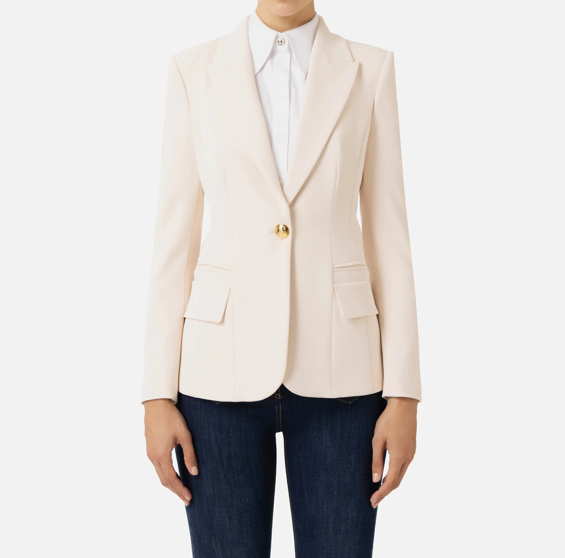 Blazer in crêpe con revers a lancia