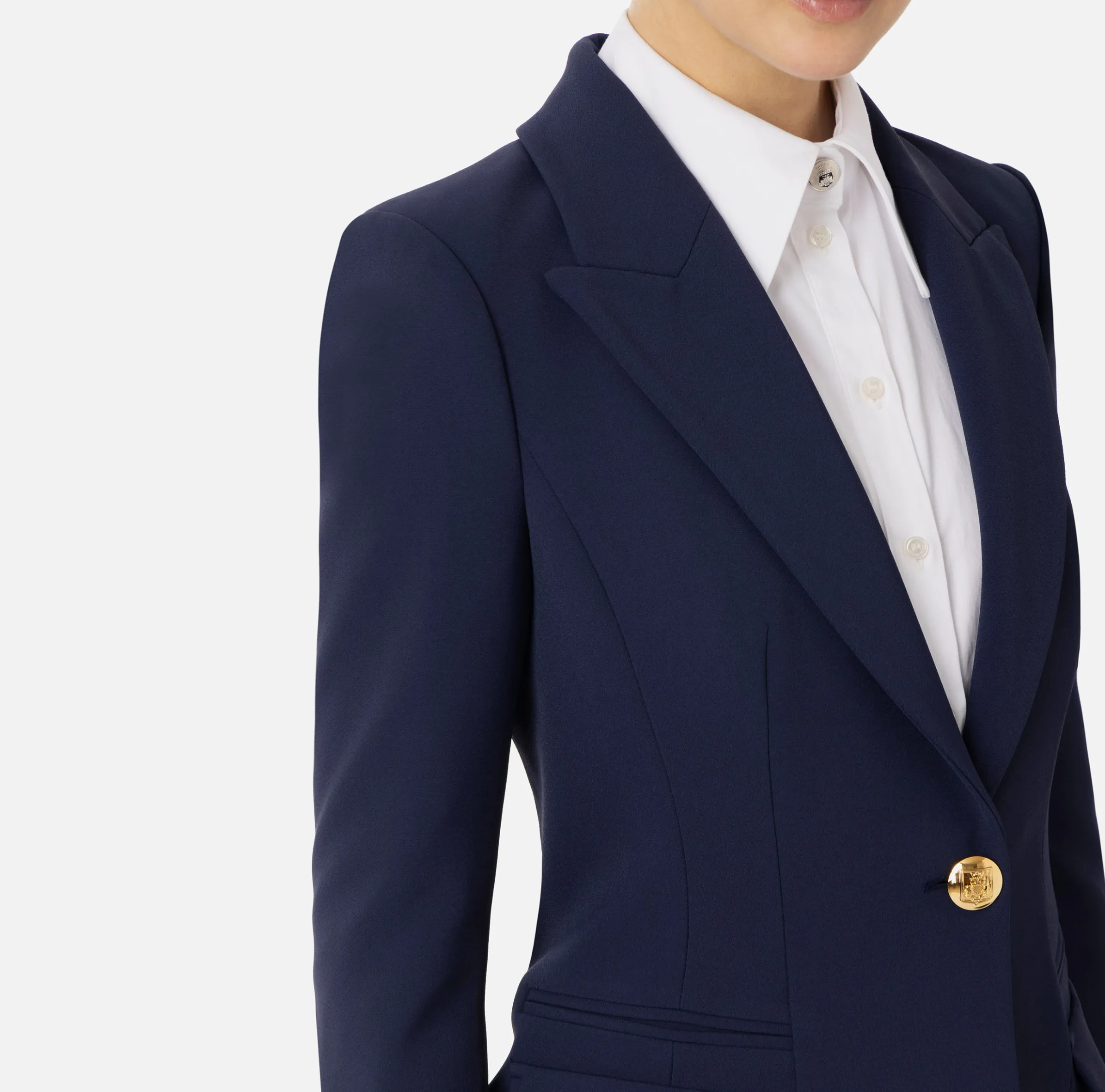 Blazer in crêpe con revers a lancia
