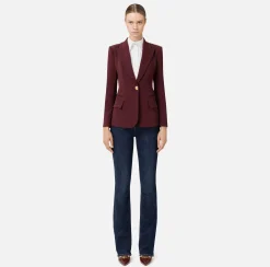 Blazer in crêpe con revers a lancia