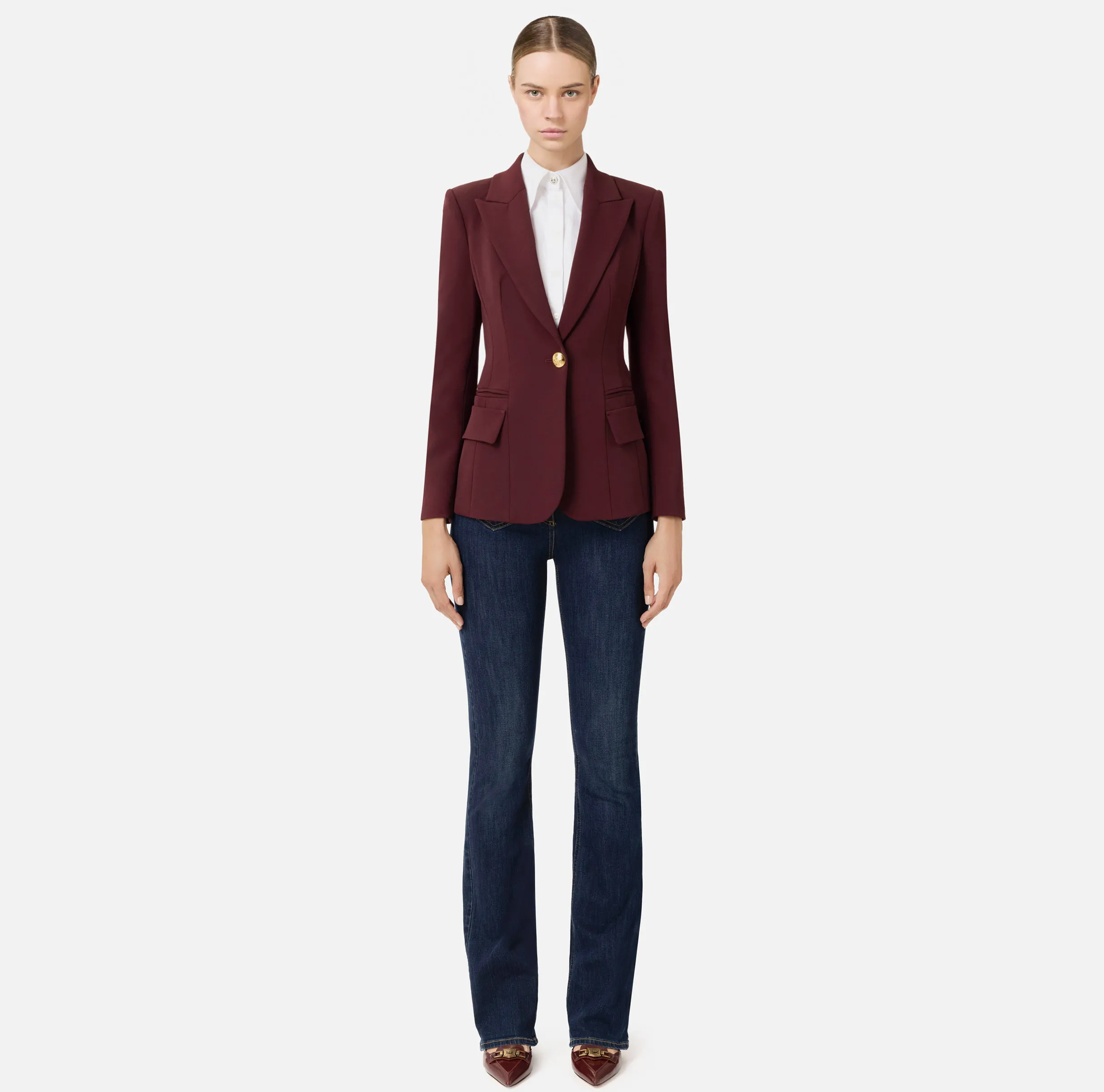 Blazer in crêpe con revers a lancia