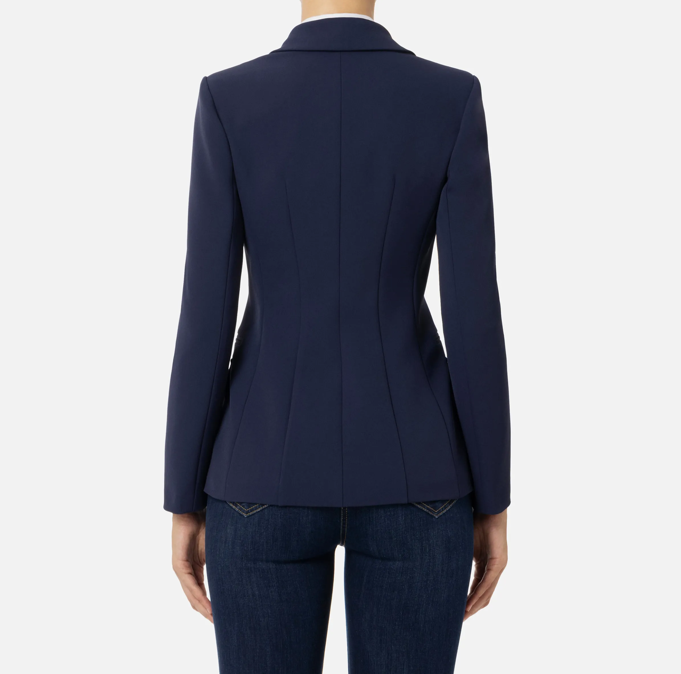Blazer in crêpe con revers a lancia