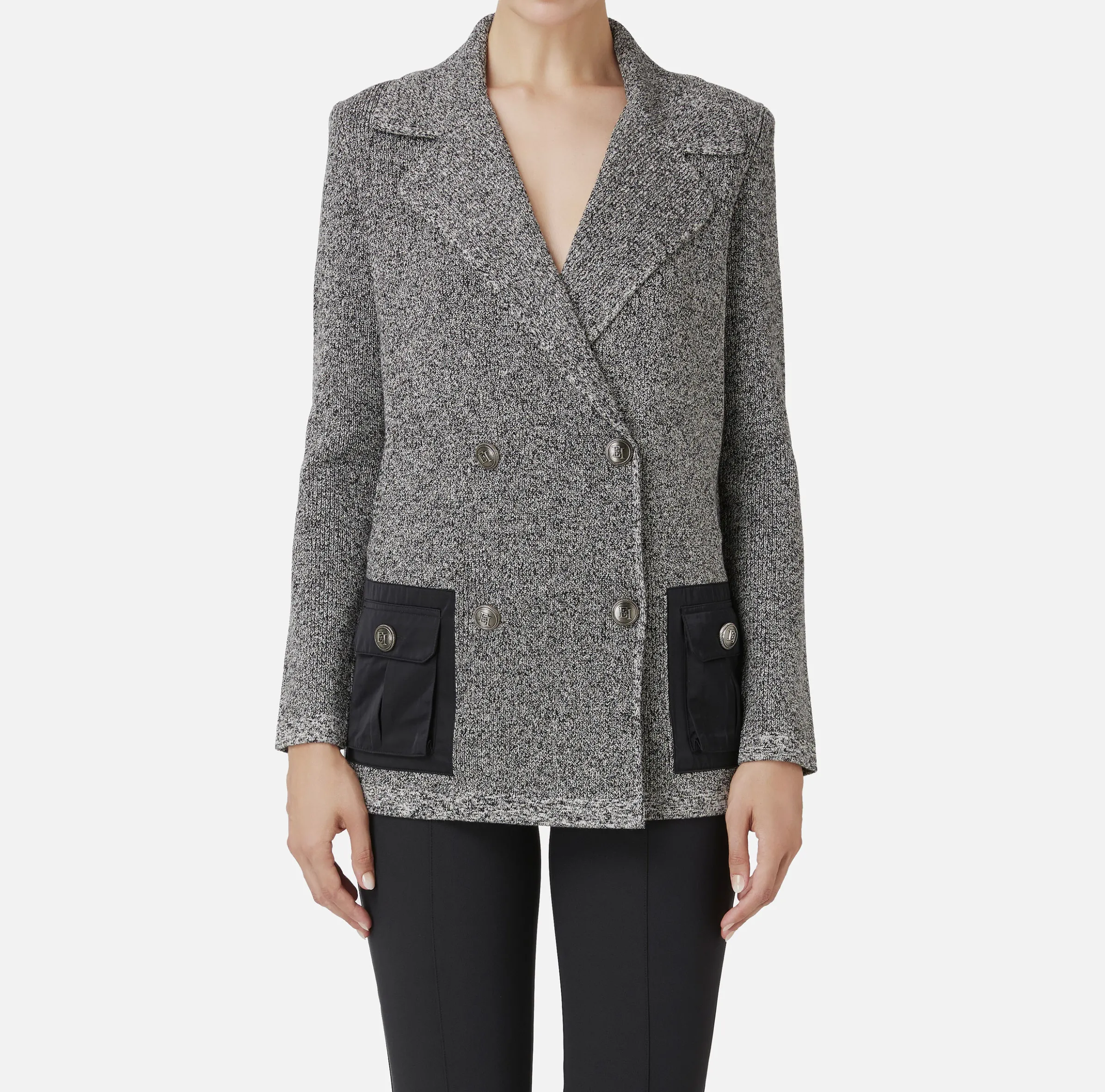 Blazer in viscosa mélange con tasche in vela tecnica