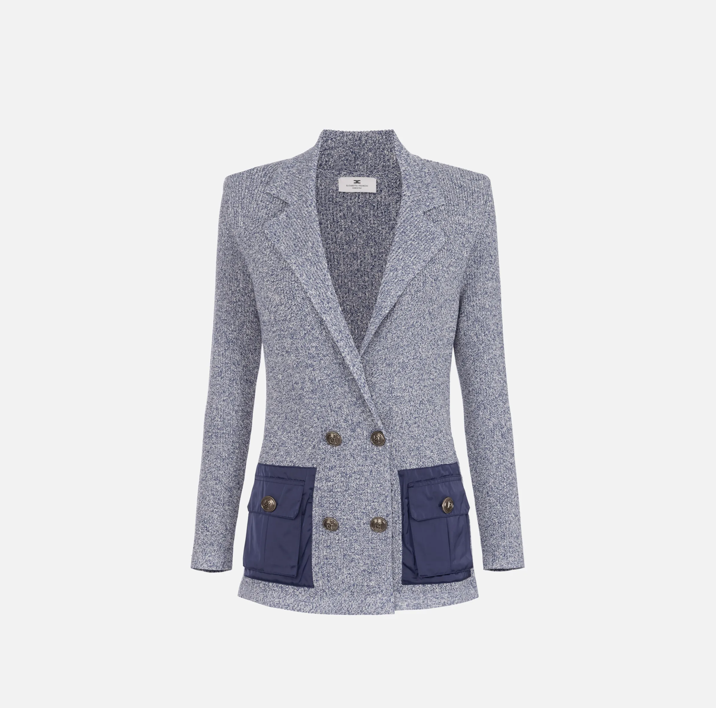 Blazer in viscosa mélange con tasche in vela tecnica