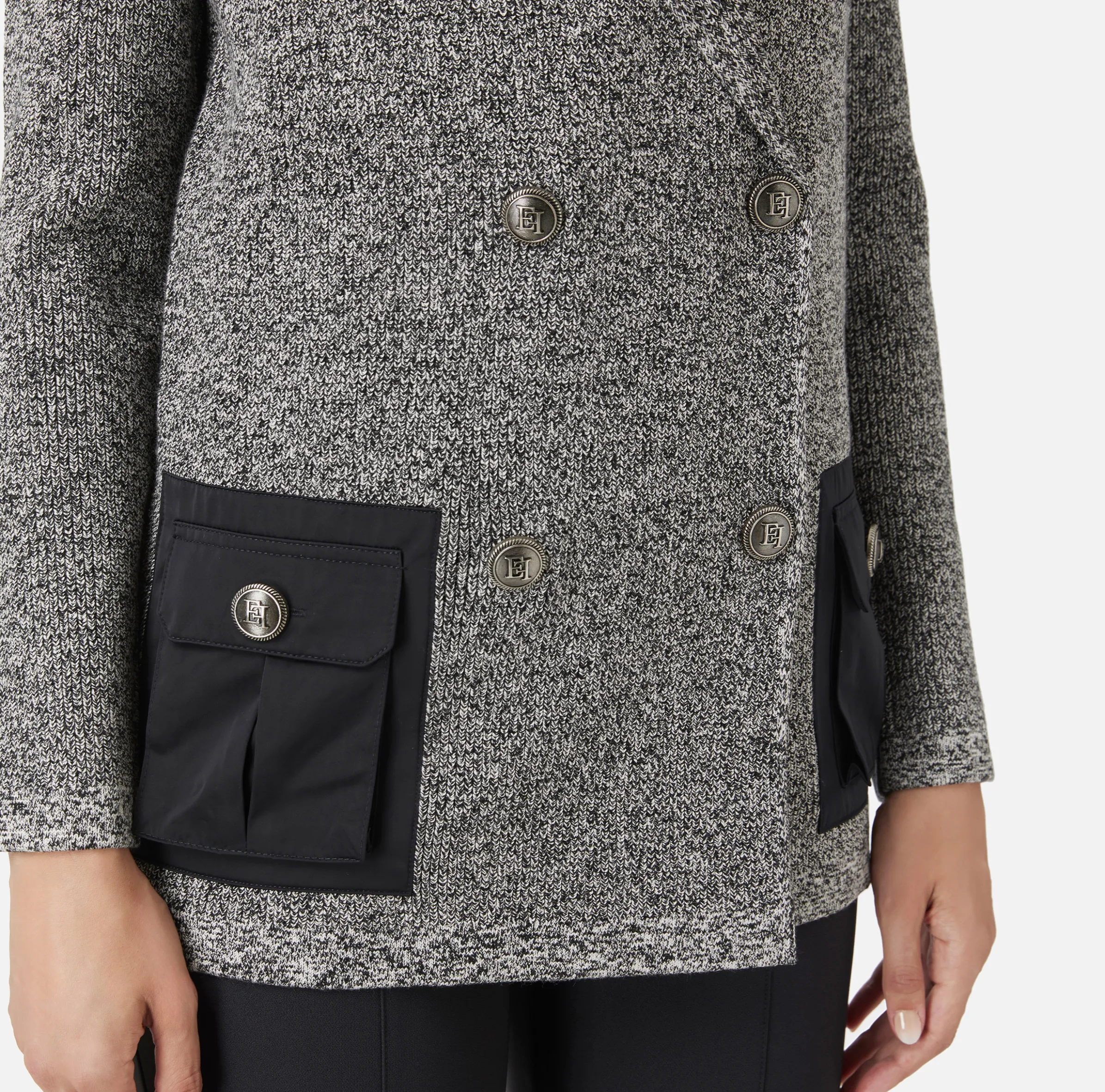 Blazer in viscosa mélange con tasche in vela tecnica