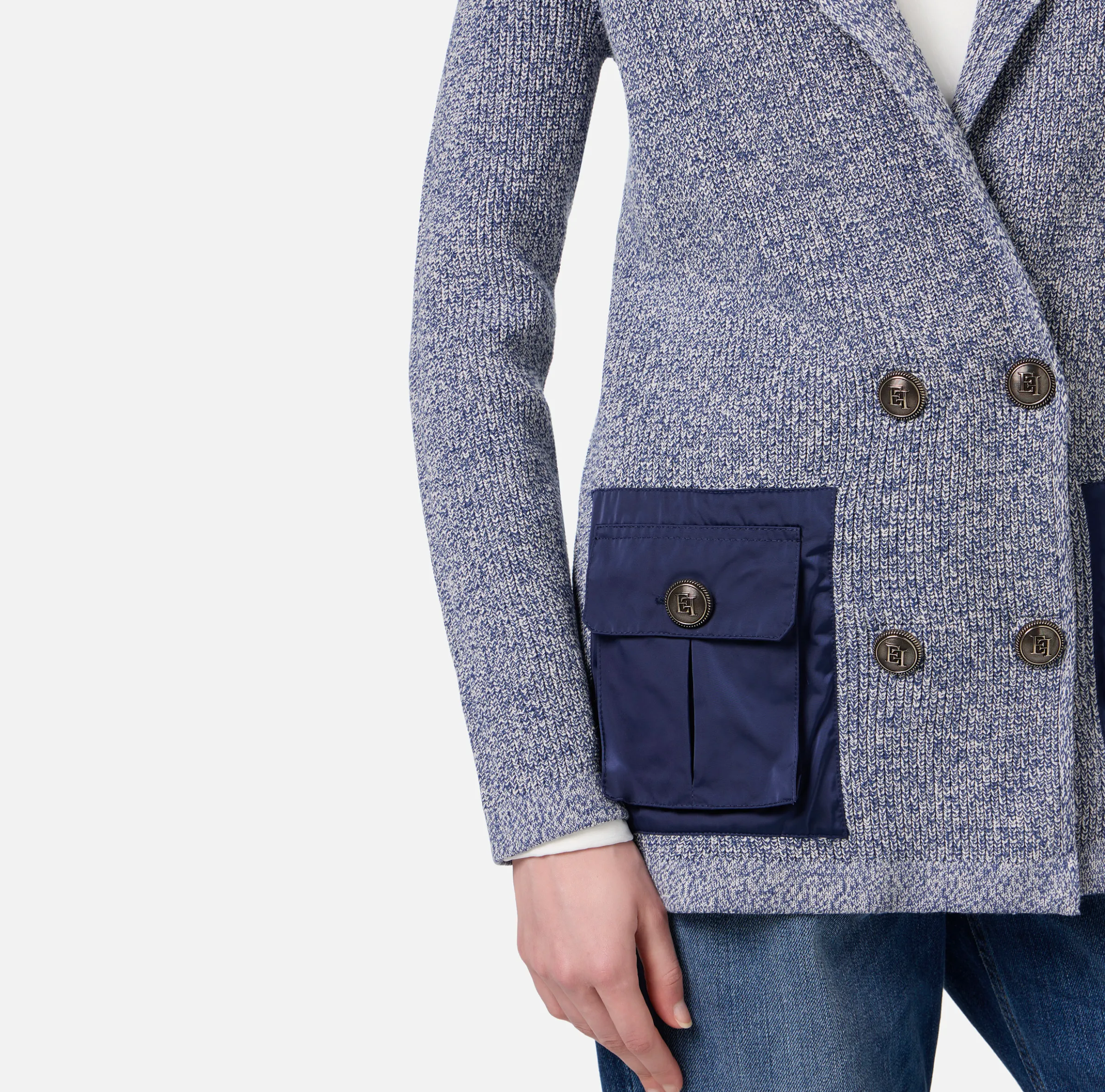 Blazer in viscosa mélange con tasche in vela tecnica