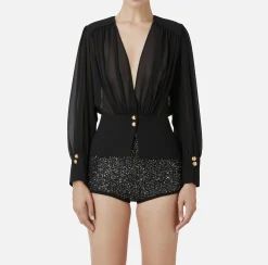 Blusa in georgette con baschina