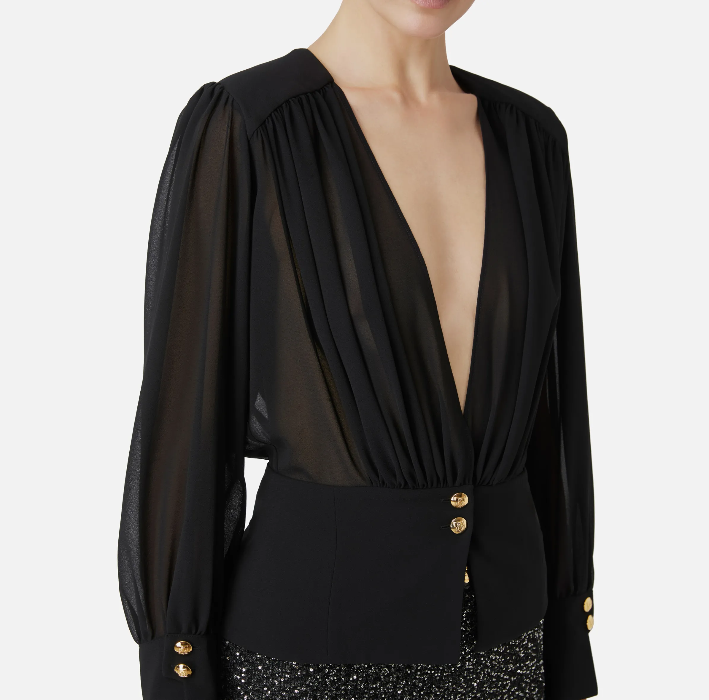 Blusa in georgette con baschina