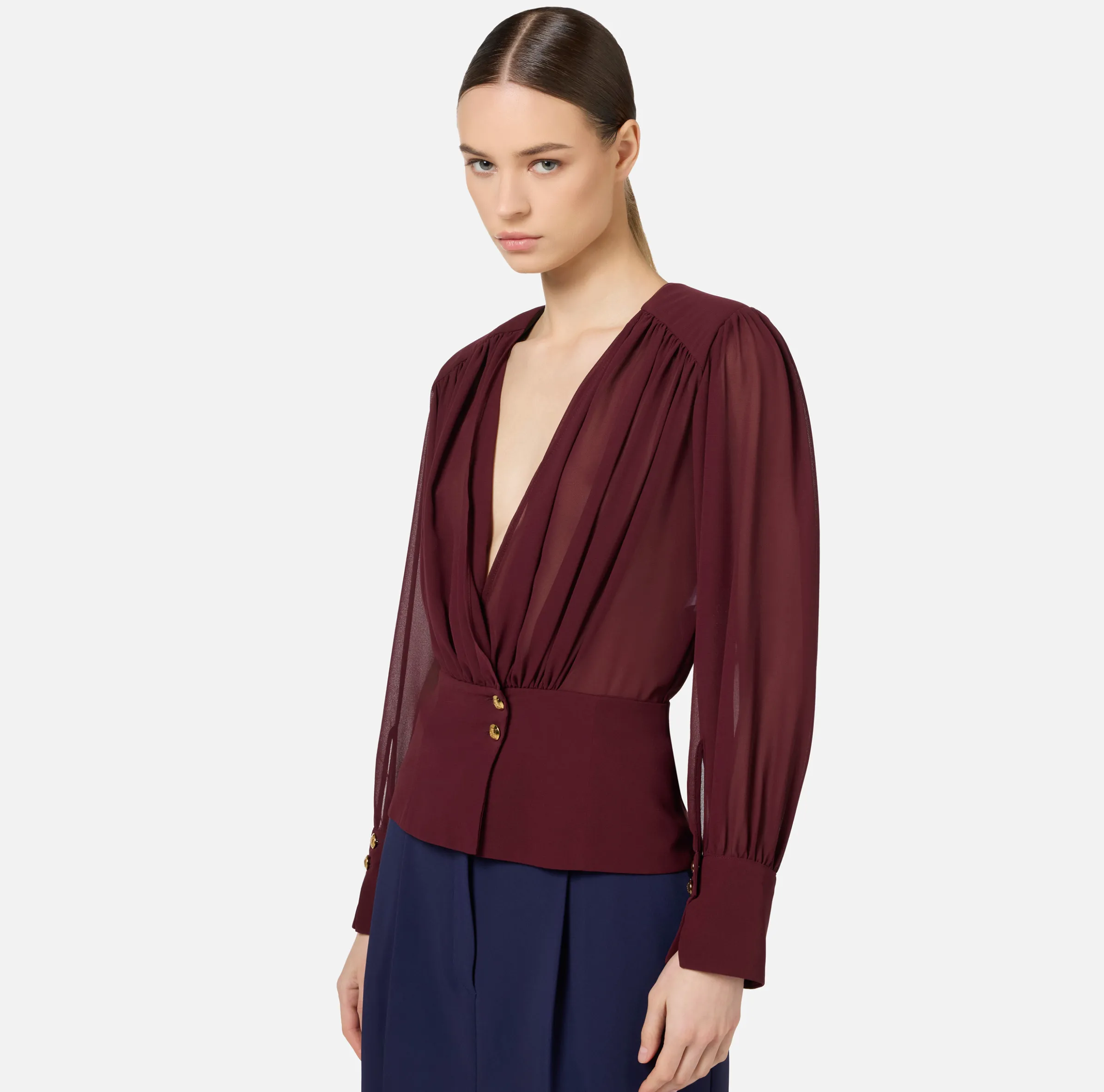 Blusa in georgette con baschina