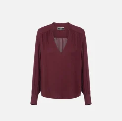 Blusa in georgette con pattern a righe
