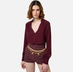 Blusa in georgette con pattern a righe