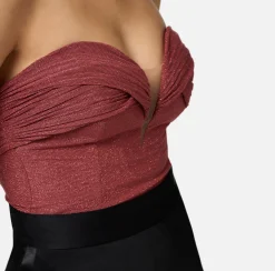 Body in jersey lurex plissettato