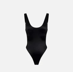 Body in lycra con bande in elastico logato