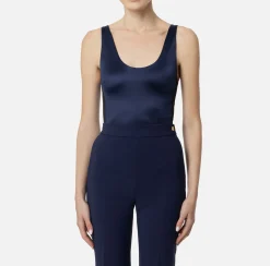 Body in lycra con bande in elastico logato