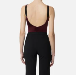 Body in lycra con bande in elastico logato