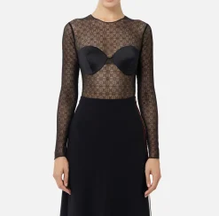 Body in tulle jacquard con coppe
