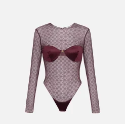 Body in tulle jacquard con coppe