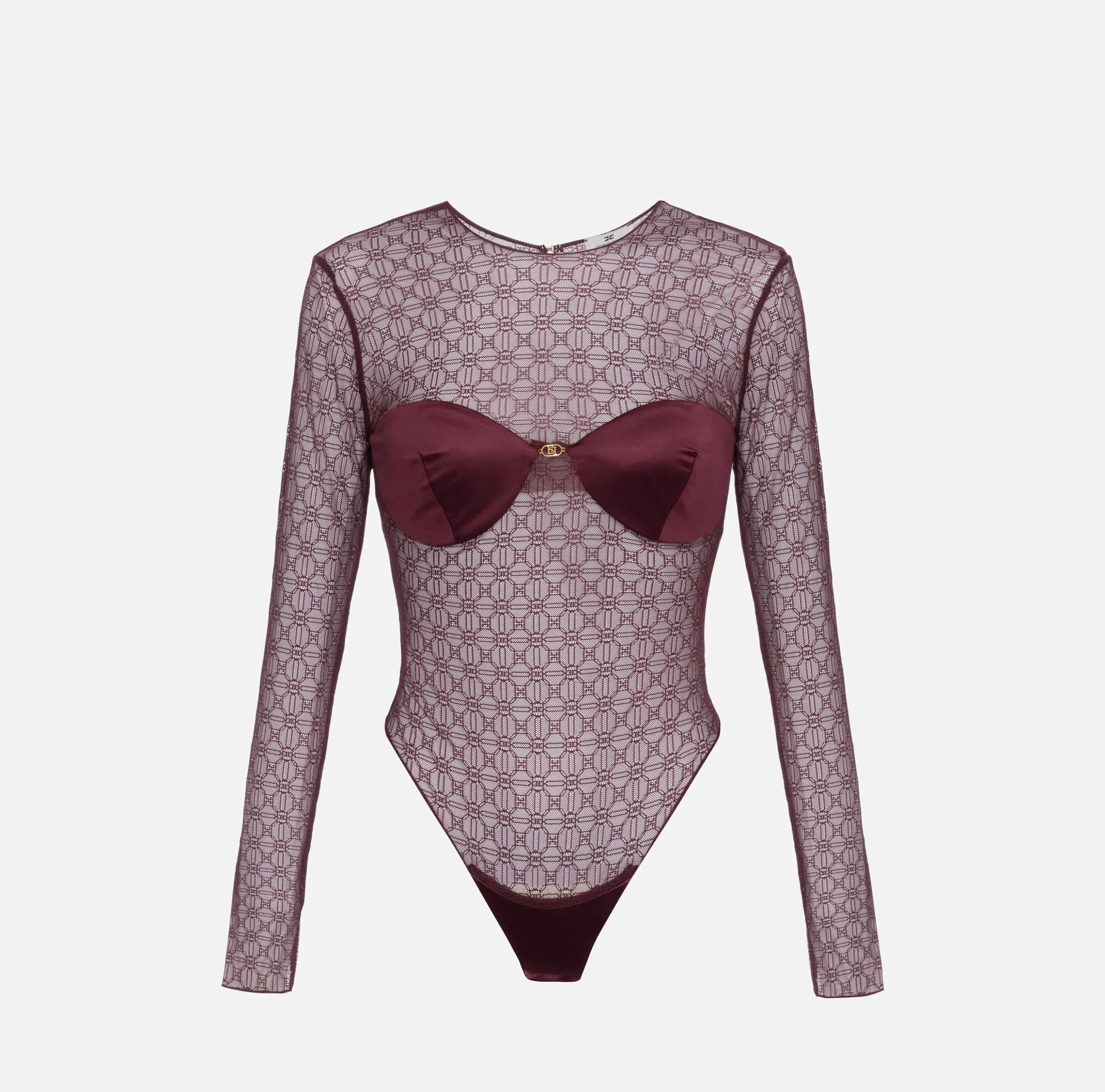 Body in tulle jacquard con coppe