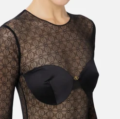 Body in tulle jacquard con coppe