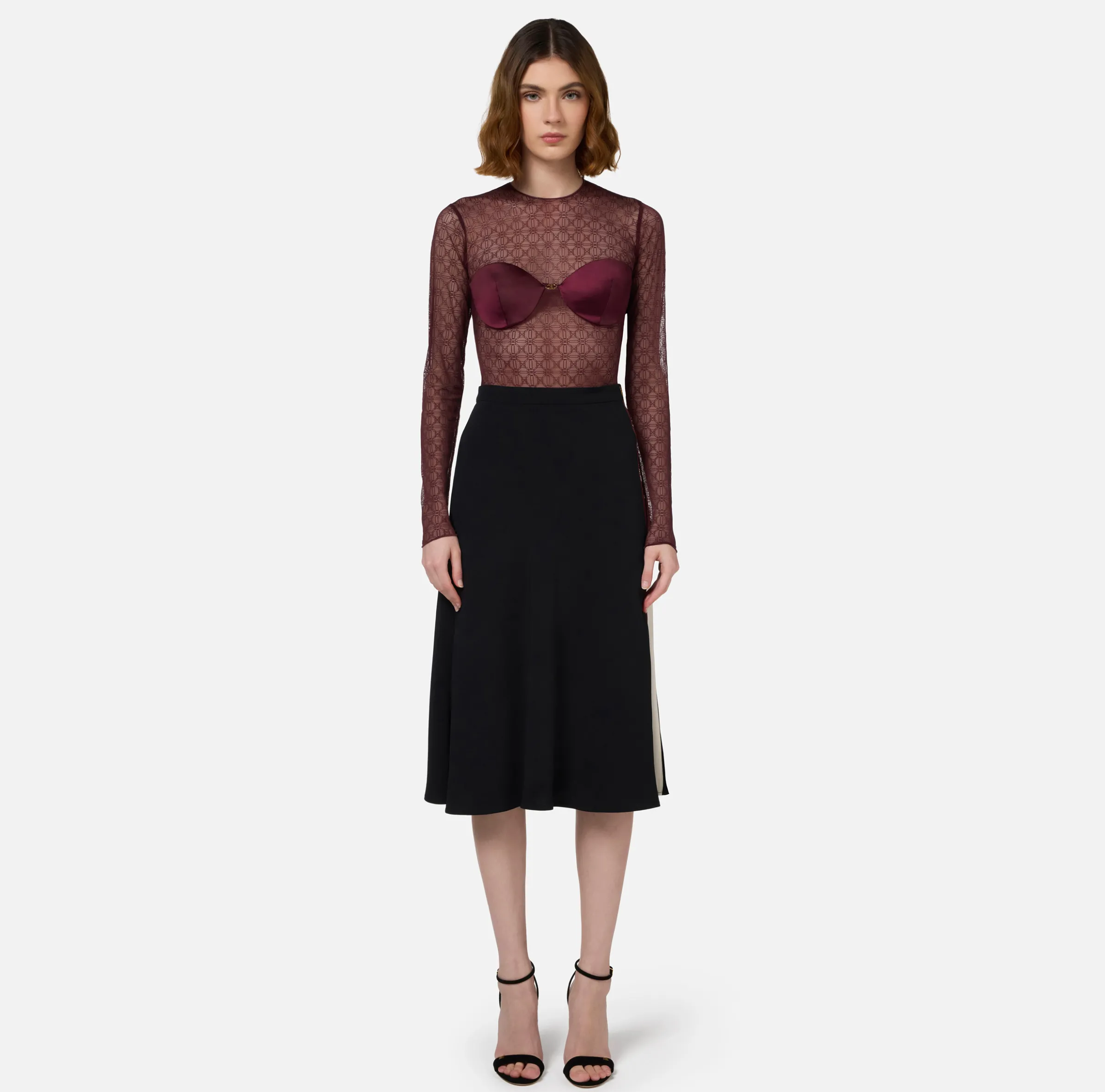Body in tulle jacquard con coppe